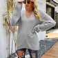 Rib-Knit V-Neck Tunic Sweater