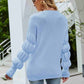 Bubble Sleeve Rib-Knit Sweater