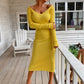 Ribbed V-Neck Midi Sweater Dress