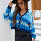 Argyle Button-Up Drop Shoulder Cardigan