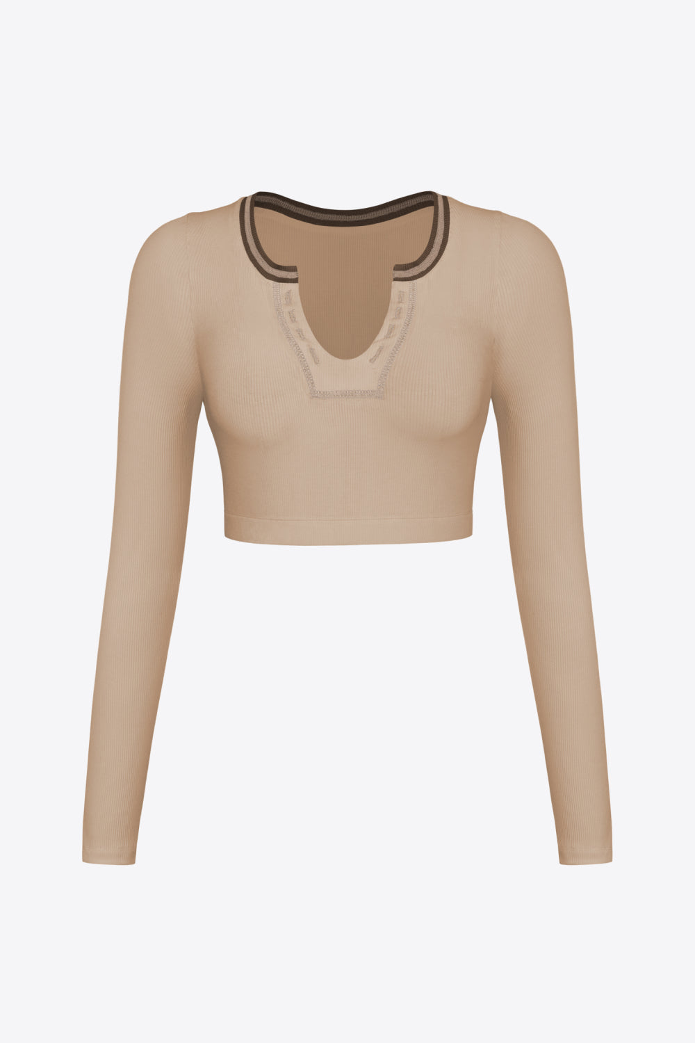 Contrast Trim Ribbed Cropped Top