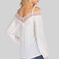 Spliced Lace Cold-Shoulder Blouse