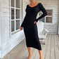 Ribbed V-Neck Midi Sweater Dress