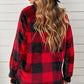 Plaid Raglan Sleeve Curved Hem Sweatshirt