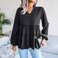 Frill Trim Balloon Sleeve Babydoll Top