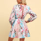 Printed Tie-Waist Puff Sleeve Surplice Dress