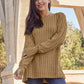 Basic Bae Full Size Ribbed Round Neck Long Sleeve Knit Top