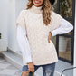Mixed Knit Short Sleeve Turtleneck Sweater