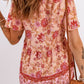 Bohemian Buttoned Short Puff Sleeve Blouse
