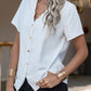 Scalloped V-Neck Short Sleeve Shirt