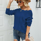 Scalloped Boat Neck Openwork Tunic Sweater