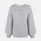 Openwork Balloon Sleeve Pullover Sweater