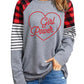 GIRL POWER Striped Plaid Long Sleeve Top