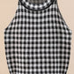 Plaid Round Neck Sleeveless Knit Top