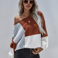 Color Block Tie-Back Dropped Shoulder Knit Pullover