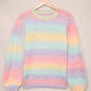 Gradient Stripes Bishop Sleeve Sweater
