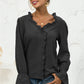 Frill Trim V-Neck Flounce Sleeve Shirt