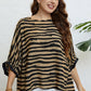 Plus Size Striped Three-Quarter Sleeve Boat Neck Top