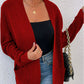 Ribbed Trim Longline Cardigan with Pockets