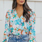 Floral Long Balloon Sleeve Blouse