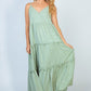 White Birch Golden Age Full Size Sleeveless Foil Tiered Dress