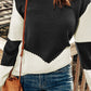 Two-Tone Openwork Rib-Knit Sweater