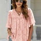 Applique Frill Trim Flutter Sleeve Blouse