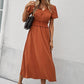 Smocked Waist Surplice Midi Dress
