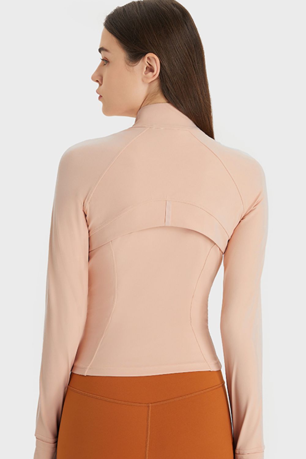Zip Up Thumbhole Sleeve Sports Jacket with Pockets
