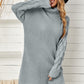 Turtleneck Side Slit Ribbed Trim Sweater Dress