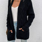 Cable-Knit Open Front Longline Cardigan