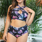 Plus Size Butterfly Print Crisscross High Waist Two-Piece Swim Set