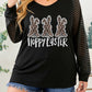 Plus Size HOPPY EASTER Sheer Striped Long Sleeve Top
