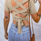Lace-Up Square Neck Crop Top