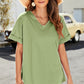 High-Low Side Slit V-Neck Tee