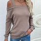 Cold Shoulder Rib-Knit Sweater