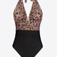 Leopard Halter Neck One-Piece Swimsuit