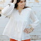 Tassel Tie Eyelet Babydoll Blouse