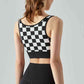 Round Neck Plaid Cropped Sports Tank Top