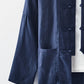 Buttoned Round Neck Long Sleeve Linen Shirt with Pockets