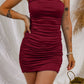 One-Shoulder Ruched Mini Dress