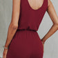 Exposed Seam Decorative Button Sleeveless Romper