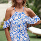 Printed Crisscross Backless One-Piece Swimsuit