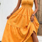V-Neck Smocked Waist Sleeveless Tiered Dress