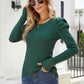 Puff Sleeve Rib-Knit Sweater