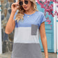 Color Block Round Neck Short Sleeve Tee