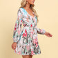 Printed Tie-Waist Puff Sleeve Surplice Dress