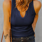 Notched Neck Ribbed Tank Top