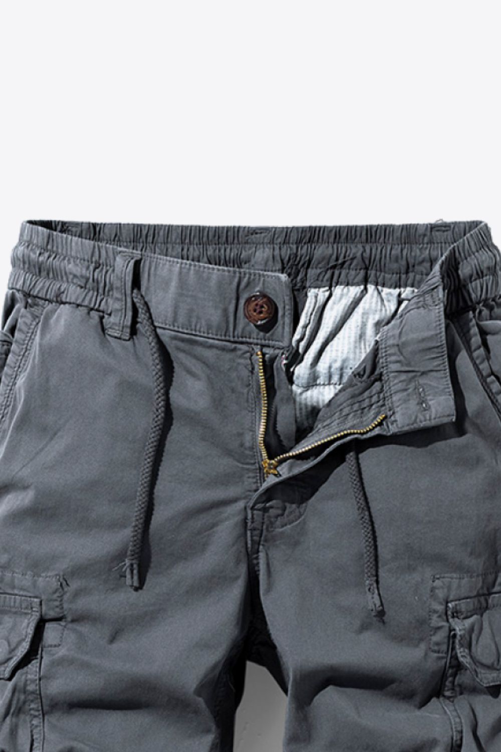 Drawstring Elastic Waist Cargo Shorts