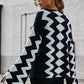 Geometric Slit Flare Sleeve Round Neck Sweater
